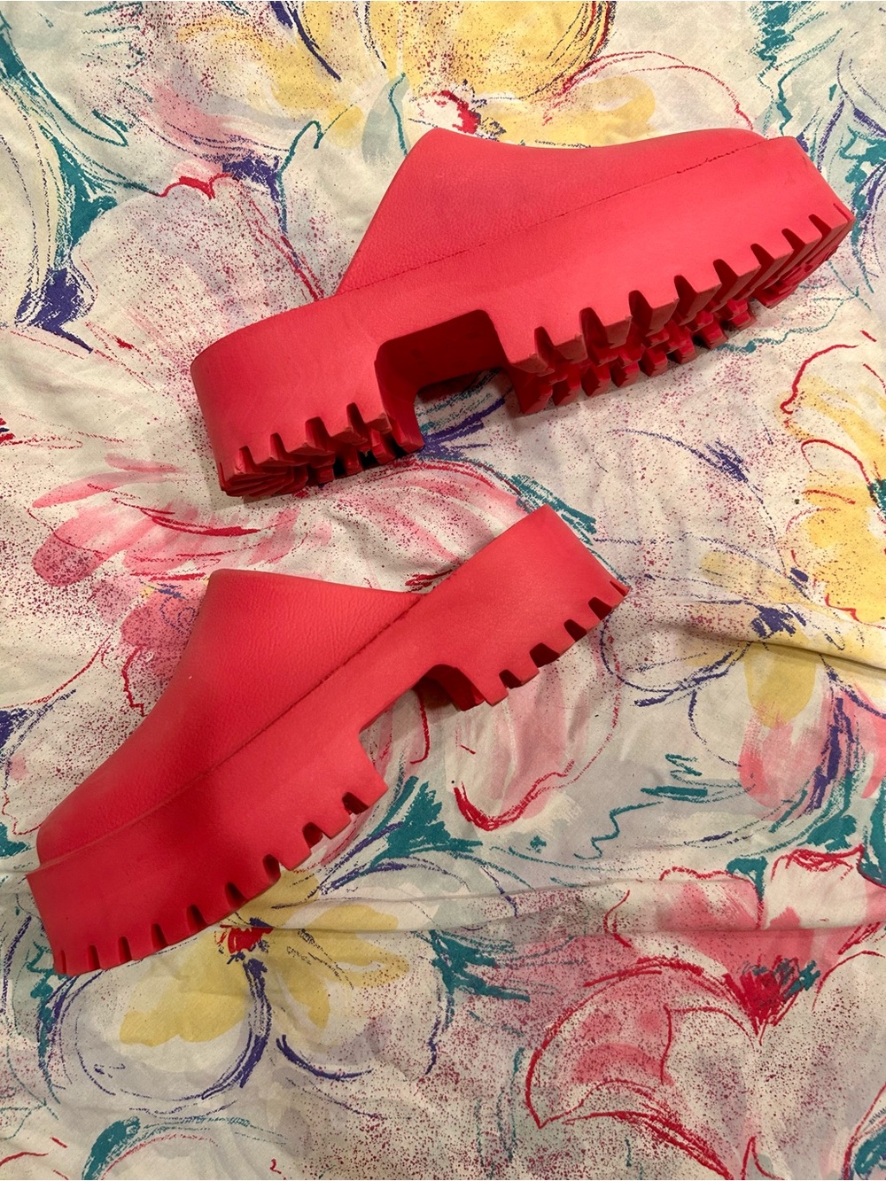 Jeffrey Campbell Clogge Hot Pink Lug Sole Platform Mules